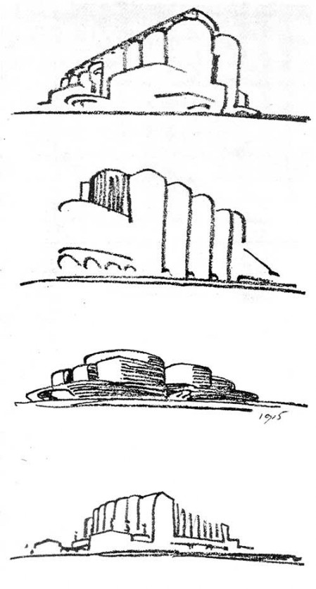 Эскизы зданий, 1915 г. Э. Мендельсон