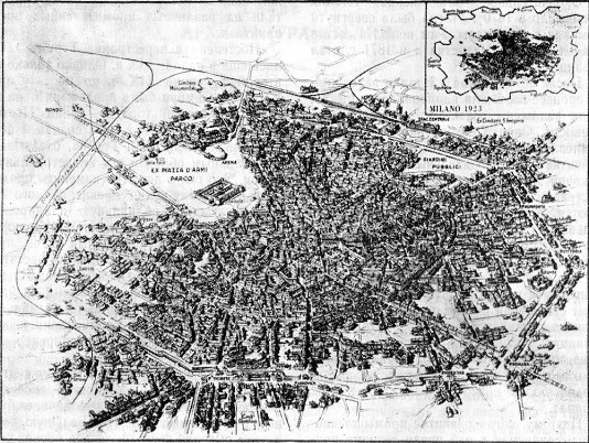 Милан. Аксонометрический генплан, 1900 г. 