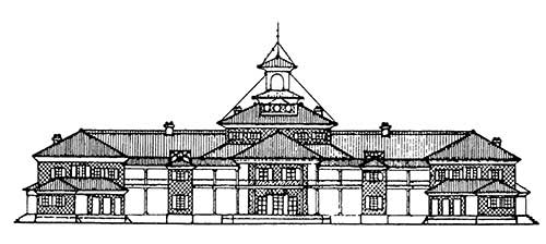 Иокогама. Гостиница Тсукидзи, 1868 г. Кисуки Симидзу (второй). Фасад