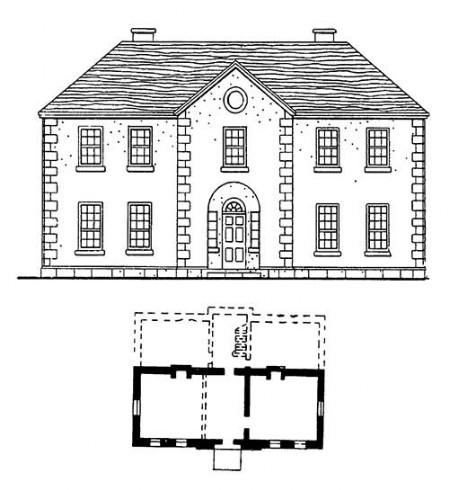 Сидней. Дом губернатора, 1788 г. Строил Д. Бладсворт. Фасад, план